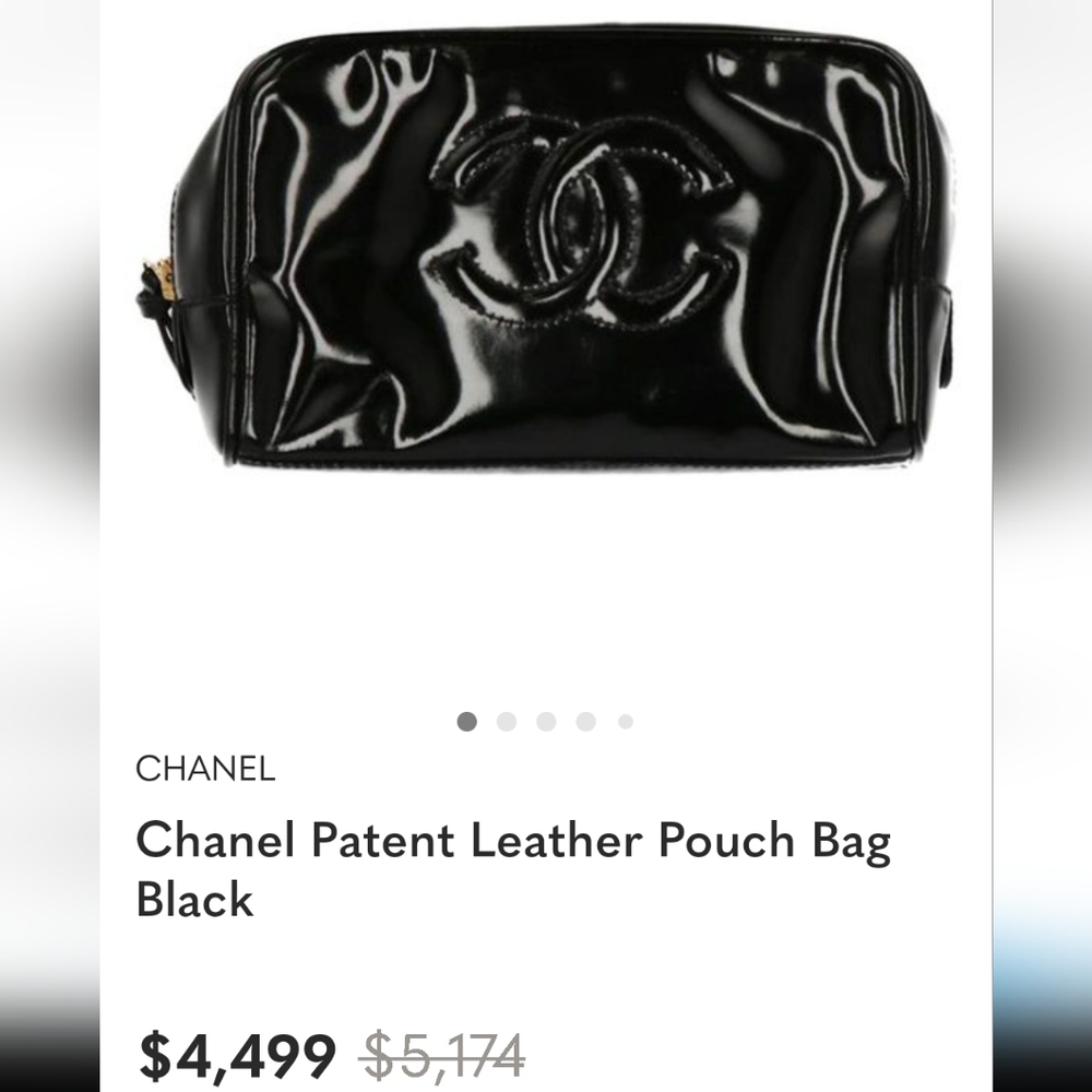 CHANEL Black Patent Leather Cosmetic Bag - Picture 15 of 15